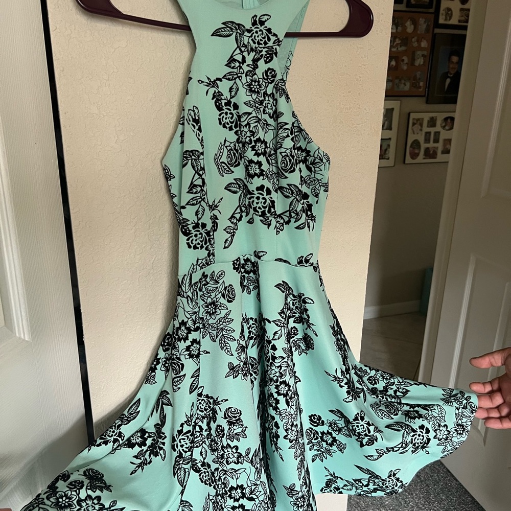 B. Darlin Fit & Flare Aqua Floral Dress